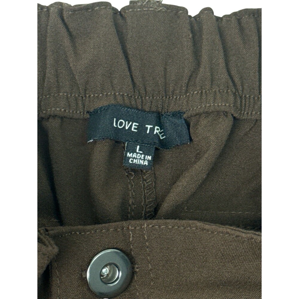 Love Tree Brown Wide Leg Cargo Pants High Rise Utility Stretch Women Large - Picture 5 of 8